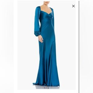 Mac Duggal Teal Long Sleeve Dress